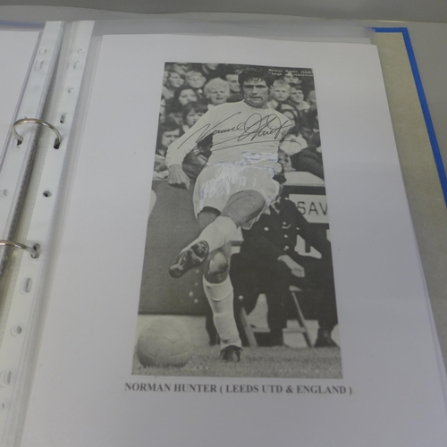 702 - A collection of 1960s - 80s Leeds United and Manchester United autographs including Jack Charlton, B... 