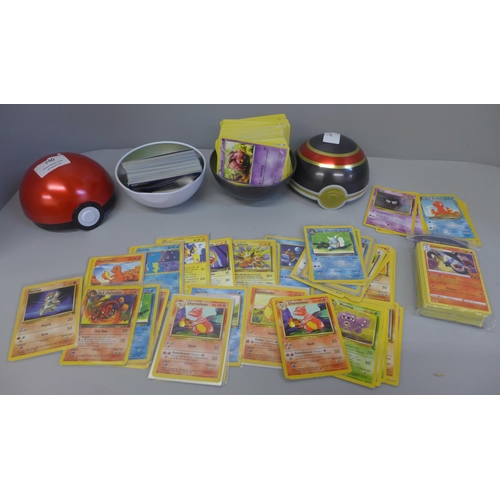 740 - Two Pokemon collectors tins containing cards including 55 trick or trade cards, 42 base set, Jungle,... 