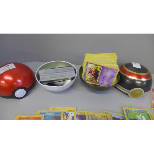 740 - Two Pokemon collectors tins containing cards including 55 trick or trade cards, 42 base set, Jungle,... 