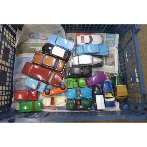 756 - Two boxes of die-cast model vehicles including Lesney, Matchbox and Dinky, some repainted and restor... 