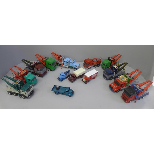 777 - A collection of Matchbox and Dinky Toys model recovery vehicles, some re-painted and restored