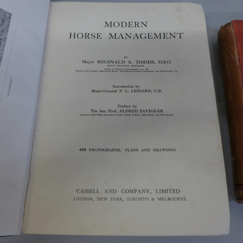 802 - Two books on Horse Management and a book on Horses, dogs, birds and cattle