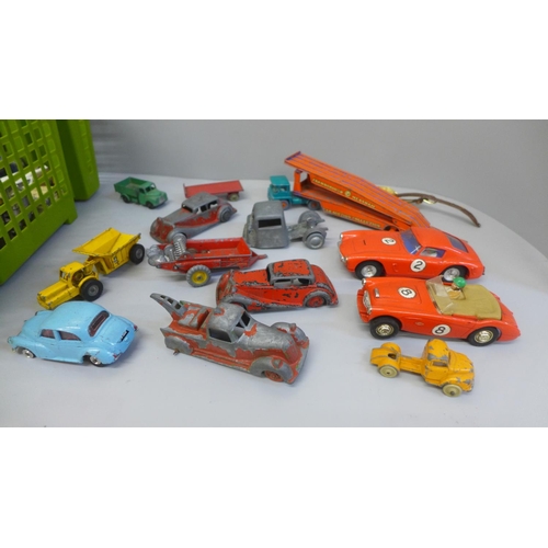 803 - A collection of die-cast model vehicles, early Dinky and corgi, two Scalextric cars, one a/f, vehicl... 