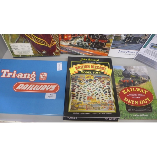 831 - A collection of railway related books and modelling books including a Tri-ang Railways book signed b... 