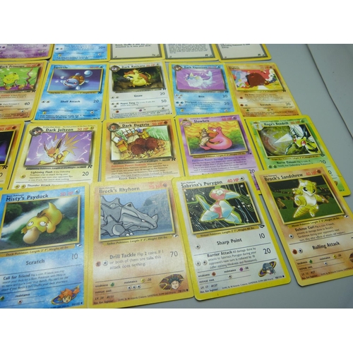 895 - A Collection of 1990's Pokemon cards; 20 Gym Heroes set including Koga's Beedrill holo and Misty's S... 