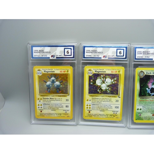 900 - Four graded 6 Pokemon cards