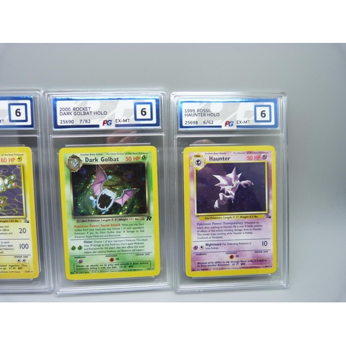 900 - Four graded 6 Pokemon cards