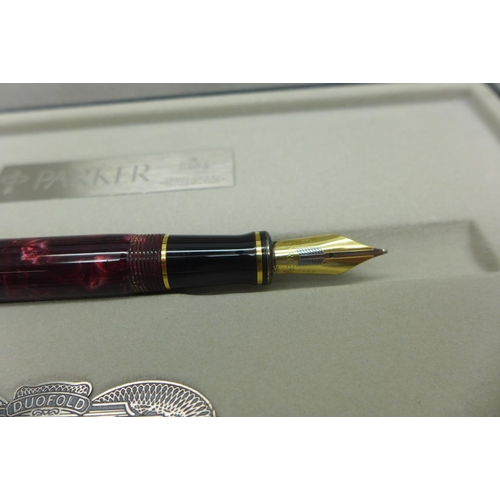 945 - A Parker Centennial fountain pen with 18ct gold nib, boxed