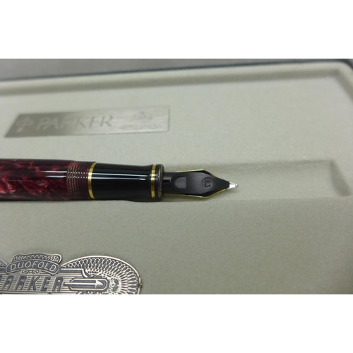 945 - A Parker Centennial fountain pen with 18ct gold nib, boxed