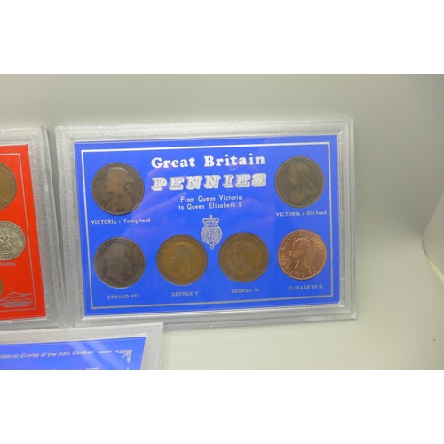 954 - Three coin sets, including D-Day 6th June 1944 Normandy Landings commemorative set