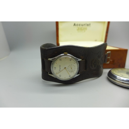 959 - A Services Army pocket watch and a Viergines wristwatch