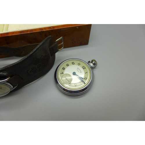 959 - A Services Army pocket watch and a Viergines wristwatch