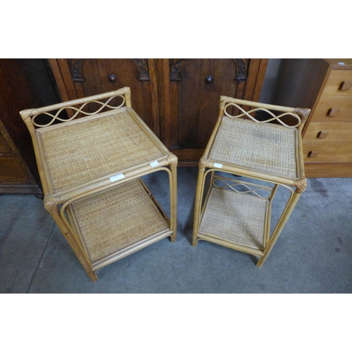 70 - Two bamboo and rattan side tables