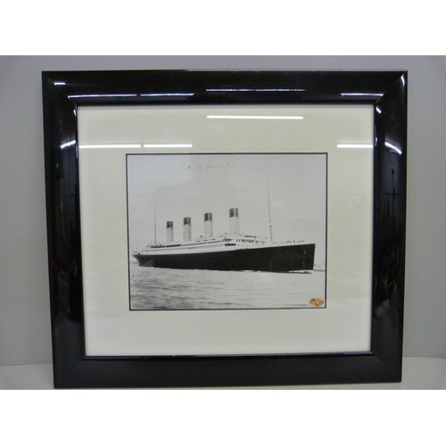 608A - A signed photograph of the Titanic Millvina Dean, last living survivor of the sinking of the Titanic... 