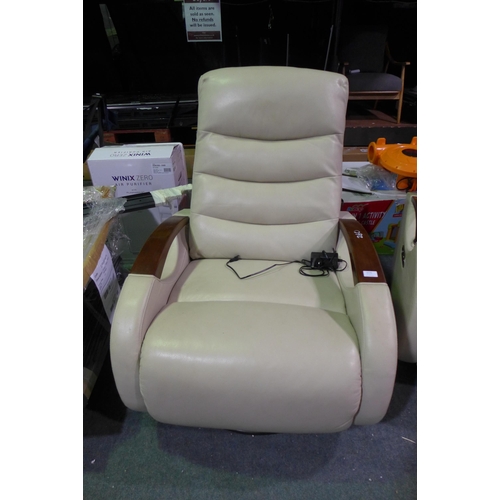 3013 - Benson Cream Leather Power Reclining Armchair, Original RRP £458.33 + vat(260-11)   * This lot is su... 