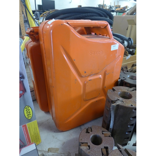 2003 - Two orange Saxon Jerry cans