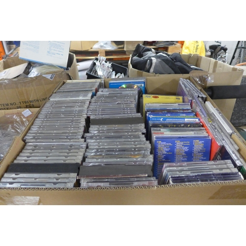 2153 - Box of DVD's mostly action movies & box of pop music CD's