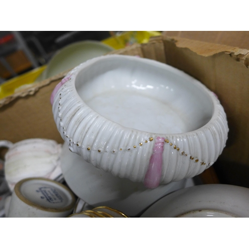 2164 - Job lot approx 50 items of assorted pottery and crockery: bowls, plates, teapots, many known brands ... 