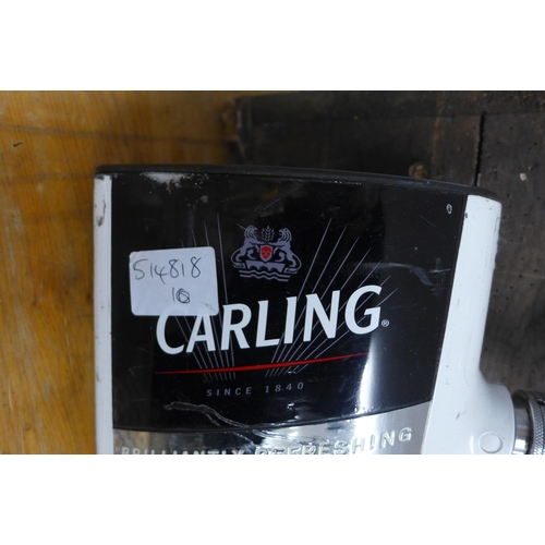 2174 - Framed brewery mirrors and pictures and branded Carlsberg beer pump * this lot is subject to VAT