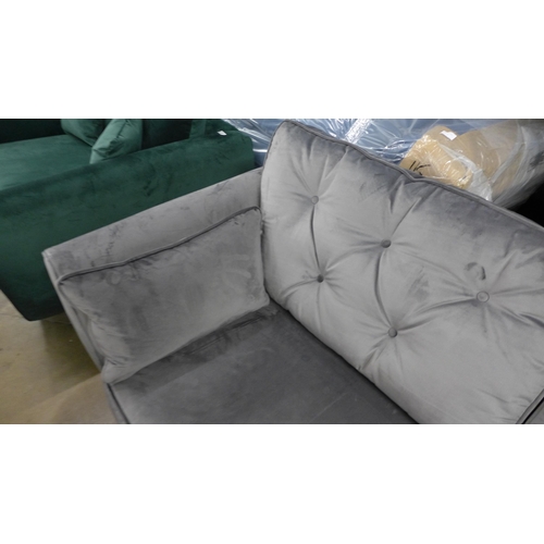 1402 - A Hoxton grey velvet three seater sofa