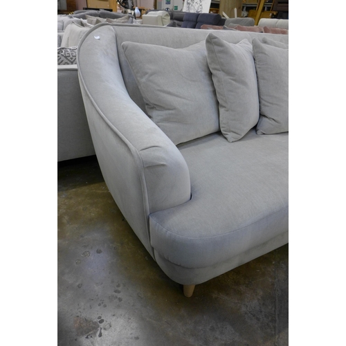 1414 - A grey velvet Danetti upholstered high back four seater sofa