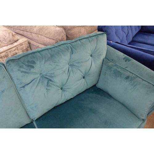 1419 - An aqua Hoxton velvet three seater sofa