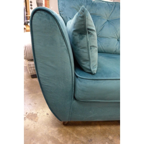 1419 - An aqua Hoxton velvet three seater sofa