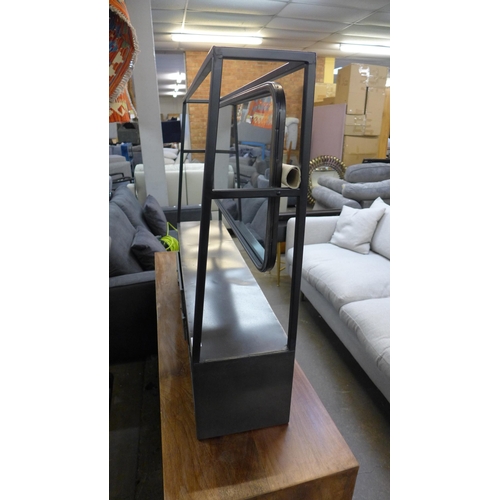 1440 - An industrial mirror with shelf and drawers