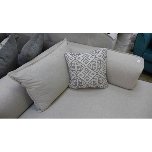 1449 - A grey fabric upholstered corner sofa/chaise