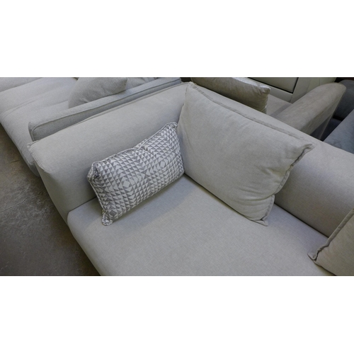 1449 - A grey fabric upholstered corner sofa/chaise