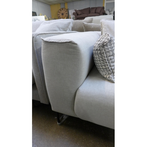 1449 - A grey fabric upholstered corner sofa/chaise