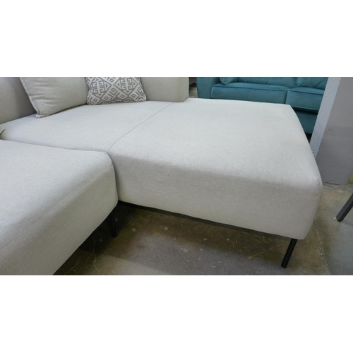 1449 - A grey fabric upholstered corner sofa/chaise