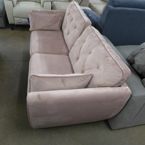 1456 - An 'old rose' velvet Hoxton upholstered three seater sofa