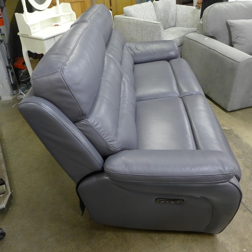 1473 - Fletcher Three Seater Blue Leather Power Recliner, original RRP £1083.33 + VAT (4152-8) * This lot i... 