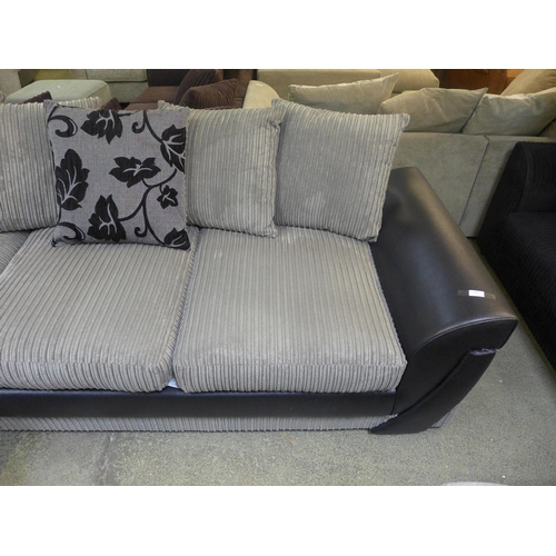 1488 - A black snake skin effect and ash jumbo cord RHF corner sofa