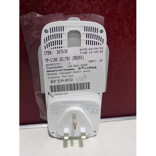 3089 - TP-Link Ac1750 (Re450)   dual band WiFi extender  (269-231)  * This lot is subject to vat