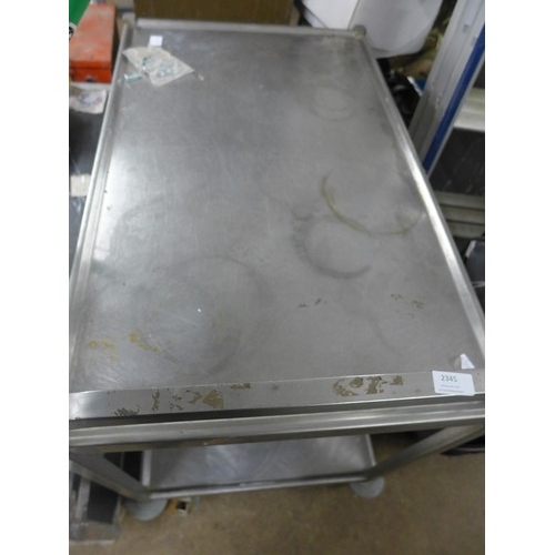 2345 - approx. 1m x 50cm Stainless steel commercial prep trolley,  * this lot is subject to VAT