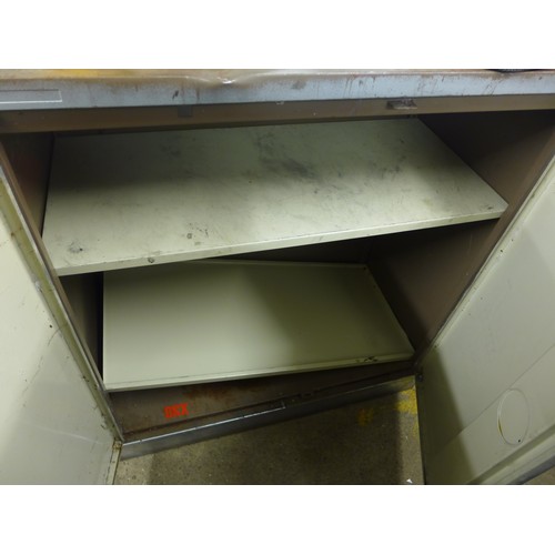 2349 - Metal 2 door workshop cabinet with shelves