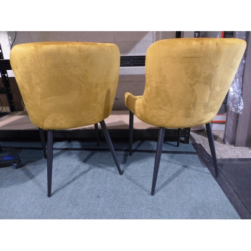 3001 - Pair Of Diamond Stitch Mustard Velvet Chairs, Original RRP £166.66 + Vat          (266-223)  * This ... 