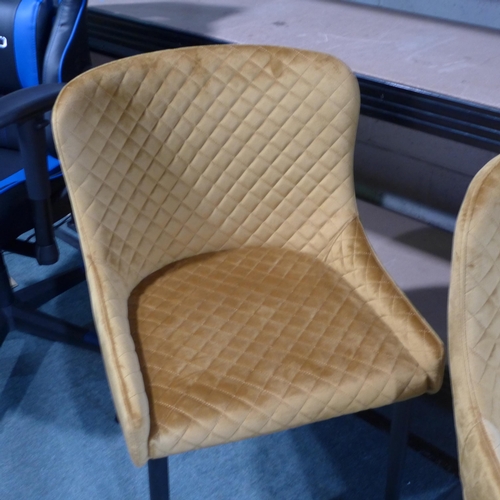 3001 - Pair Of Diamond Stitch Mustard Velvet Chairs, Original RRP £166.66 + Vat          (266-223)  * This ... 