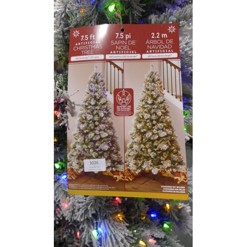 3026 - 7.5Ft Pre-Lit Flocked Tree, original RRP £224.99 + VAT    (263Z-19)   * This lot is subject to vat