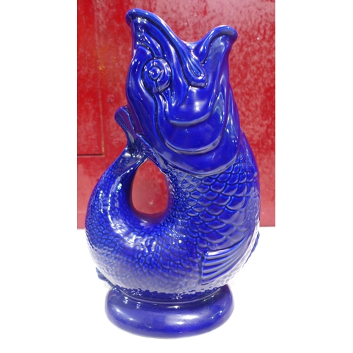 3057 - Colbolt Blue Gluggle jug - handmade in UK, Stoke On Trent since 1867, Original Wade Ceramics, Hand C... 