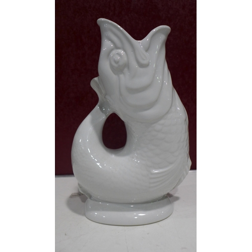 3058 - Brilliant White Gluggle jug - handmade in UK, Stoke On Trent since 1867, Original Wade Ceramics, Han... 