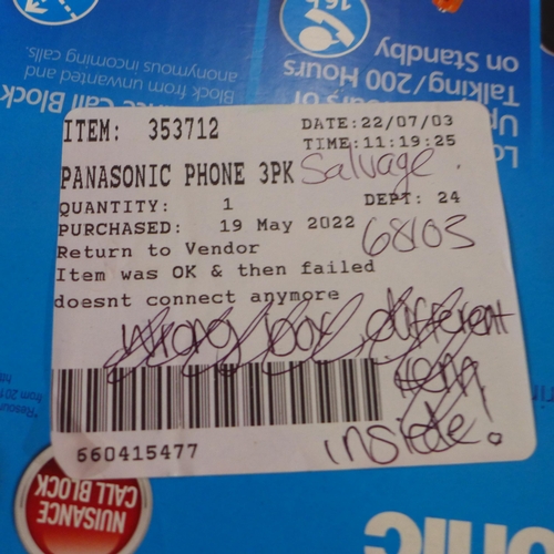 3081 - Panasonic Phone System   Kx-Tgh723Eb             (266-99)  * This lot is subject to vat