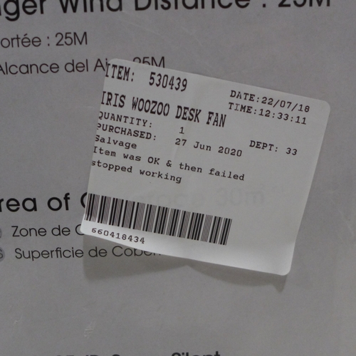 3121 - An Iris Woozoo Desk Fan and a Honeywell fan     (266-105, 106)  * This lot is subject to vat