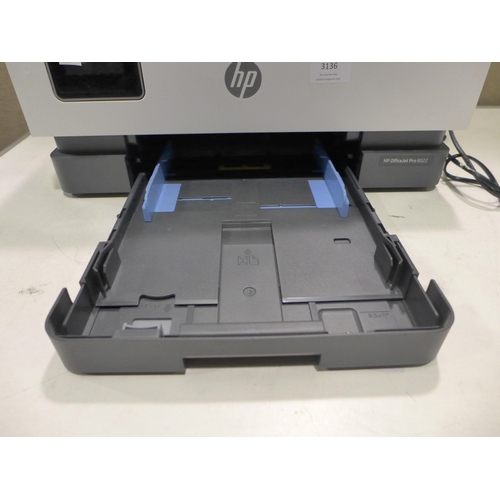 3136 - Hp Officejet Pro 8022 Aio Pr/Cp/Sc/Fx   (266-100)  * This lot is subject to vat