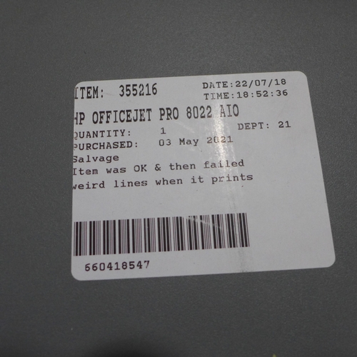 3136 - Hp Officejet Pro 8022 Aio Pr/Cp/Sc/Fx   (266-100)  * This lot is subject to vat