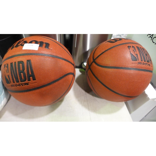 3194 - Three Mitre Footballs (Size:5) and 2x Wilson Basketballs     (266-443, 444, 445, 455)  * This lot is... 