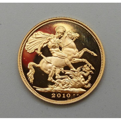 1 - A 2010 proof full sovereign, The Royal Mint, limited edition