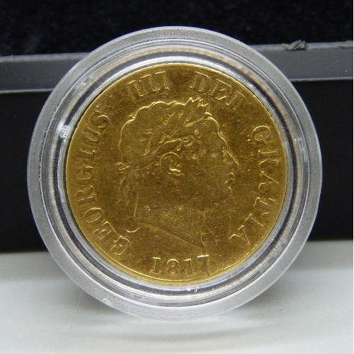 100 - A George III 1817 half sovereign, London Mint Office, boxed